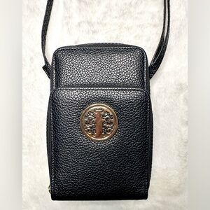 Black Crossbody Bag with Gold Accent